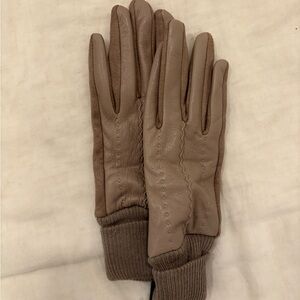 Tan Faux Leather Gloves Size S